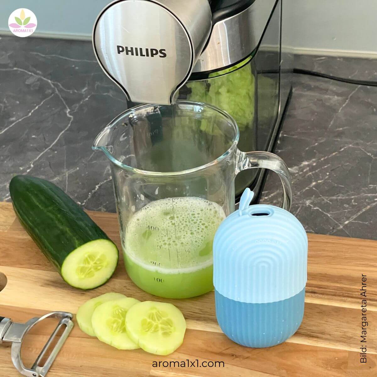 Eisroller mit Gurkenwasser, Hydrolat und Aloe Vera selbermachen
